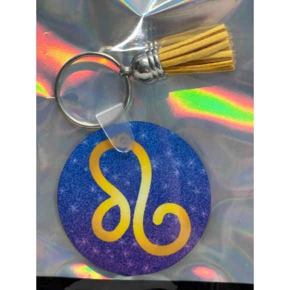 2" Leo Zodiac Symbol Keychain with Tassel - Picture 1 of 1